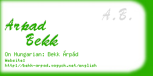 arpad bekk business card