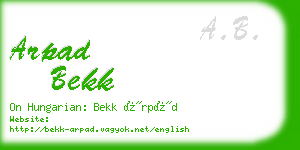 arpad bekk business card